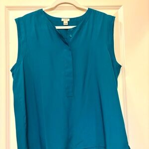 J. Crew Blue Boxy Blouse with Mandarin Collar